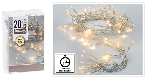 3 x 20er Micro TIMER LED warmweiß Lichterkette AA für Party, Garten, Weihnachten, Halloween, Hochzeit, Beleuchtung LED Lichterkette batteriebetrieben normales Kabel (Warmweiß, 3 x 20 LEDs) von Vanorell