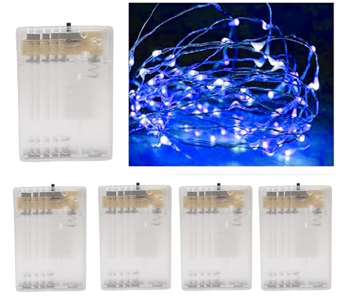 Vanorell 4 X 40 LEDs Blau LED Drahtlichterkette Silberdraht Draht Lichterkette Lichterkette Lichterkette Lämpchen Batterie batteriebetrieben 3 x AA von Vanorell