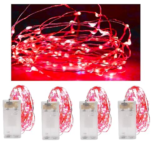 Vanorell 4 X 40 LEDs Rot LED Drahtlichterkette Silberdraht Draht Lichterkette Lichterkette Lichterkette Lämpchen Batterie batteriebetrieben 2 x AA Vanorell 4 X 40 LEDs Rot LED Drahtlichterkette Silberdraht Draht Lichterkette Lichterkette Lichterkette Lämpchen Batterie batteriebetrieben 2 x AA von Vanorell