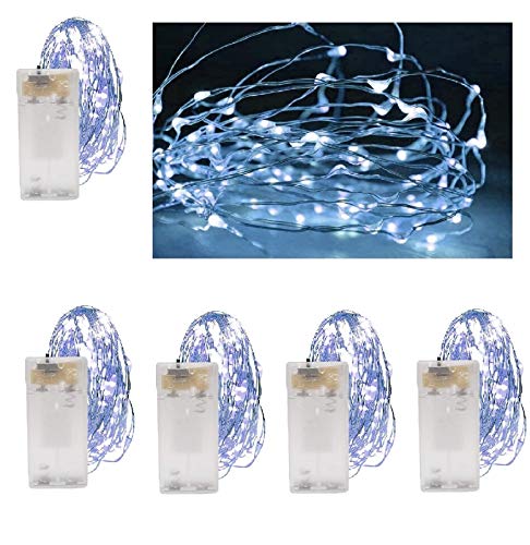 Vanorell 5 x 20 LED Drahtlichterkette kaltweiß batteriebetrieben Lichterkette mit Batterie und Timer Draht Lichterkette von Vanorell