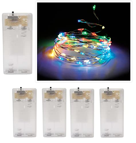 Vanorell 5 x 20 Timer LED Drahtlichterkette Silberdraht Draht Lichterkette bunt Lichterkette Lichterkette Lämpchen Batterie batteriebetrieben 2 x AA (5 x 20 LEDs Bunt/Multicolor) von Vanorell