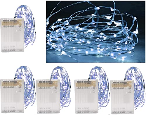 Vanorell 5 x 40 LED Drahtlichterkette kaltweiß batteriebetrieben Lichterkette batteriebetrieben Draht Lichterkette (5 x 40 LEDs kaltweiß) von Vanorell