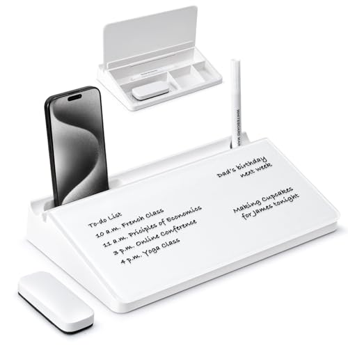 Varhomax Kleines Schreibtisch-Whiteboard aus Glas mit Trockenabwischfunktion, Desktop-Whiteboard mit Aufbewahrung, To-Do-Liste, Notizblock, Schreibtisch-Begleiter und Tastaturständer für Zuhause Varhomax Kleines Schreibtisch-Whiteboard aus Glas mit Trockenabwischfunktion, Desktop-Whiteboard mit Aufbewahrung, To-Do-Liste, Notizblock, Schreibtisch-Begleiter und Tastaturständer für Zuhause von Varhomax