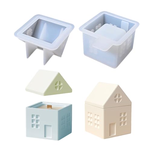 Gießformen Silikon Haus, Silikonformen Gießformen DIY klein Vorratsbox mit Deckel, Gipsformen zum Gießen, Silikonformen, Silikon Gießformen, für DIY Mini Haus Handwerk (A) von Vartegas