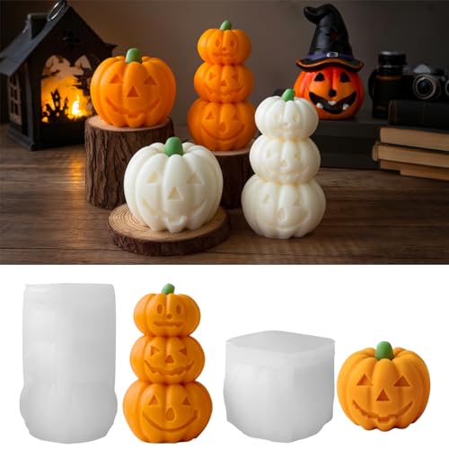 Halloween Kerze Silikonformen Kürbis, 3D Halloween Deko Kürbis Kerzengießformen, Silikonformen Gießformen, DIY Halloweendeko Pumpkin Kerzen Formen Silikon, DIY Helloween Deko/Geschenk (AB) von Vartegas