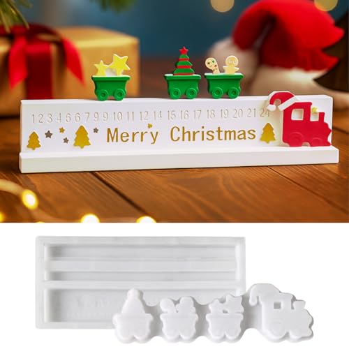 Silikonform Adventskalender, Adventskranz Gießformen Silikon, DIY Silikonform Weihnachten, Silikonformen Gießformen, Adventskalender Kerzenhalter Gips Zum Gießen, für DIY Epoxidharz Handwerk (A) von Vartegas