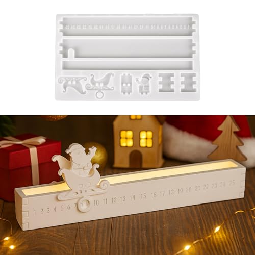 Silikonform Adventskalender, Adventskranz Gießformen Silikon, DIY Silikonform Weihnachten, Silikonformen Gießformen, Adventskalender Kerzenhalter Gips Zum Gießen, für DIY Epoxidharz Handwerk (B) von Vartegas