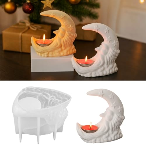 Silikonform Weihnachten, DIY Stern/Mond Gießformen Silikon Weihnachten, Silikonformen Gießformen, Weihnachtsdeko Gipsformen zum Gießen, für DIY Weihnachtsdeko Handwerk (B) von Vartegas