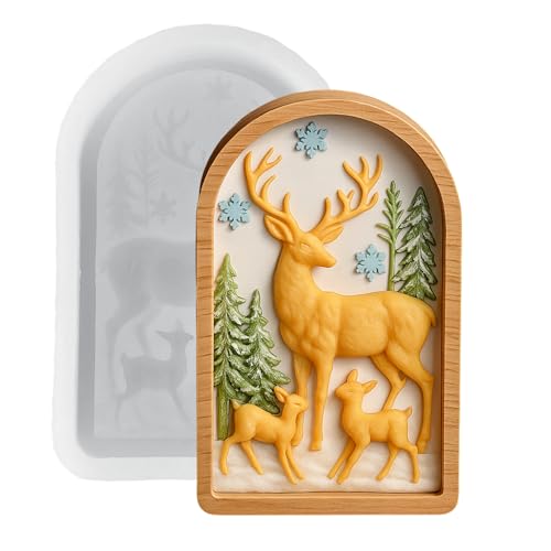Silikonform Weihnachten Elch, Silikonformen Gießformen Weihnachten, DIY Weihnachtsdeko Elch Kerzenformen zum Gießen, 3D Giessformen Silikon, für DIY Weihnachtdeko/Geschenke (A) von Vartegas