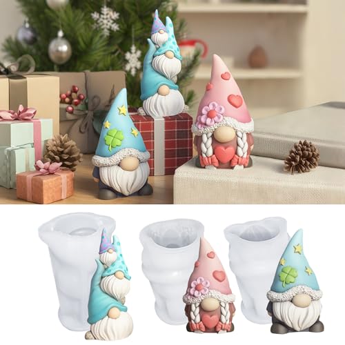 Silikonform Weihnachten Wichtel, 3D Kerzenform Weihnachten, Silikonformen Gießformen, DIY Gießformen Silikon, Kerzenformen zum Gießen, für DIY Weihnachtsdeko Kerzen Handwerk (Set) von Vartegas