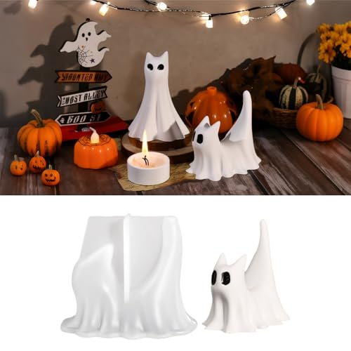 Silikonformen Gießformen Halloween Deko Geist Katzen DIY Halloween Tischdeko Gießformen Silikon 3D Halloweendeko Kazten Geister Giessformen Silikon, für DIY Party Handwerke Deko (A) von Vartegas