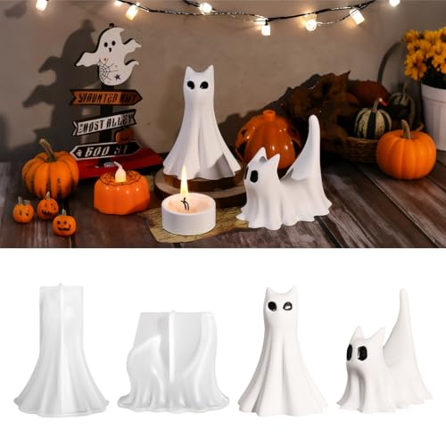Silikonformen Gießformen Halloween Deko Geist Katzen DIY Halloween Tischdeko Gießformen Silikon 3D Halloweendeko Kazten Geister Giessformen Silikon, für DIY Party Handwerke Deko (AB) von Vartegas
