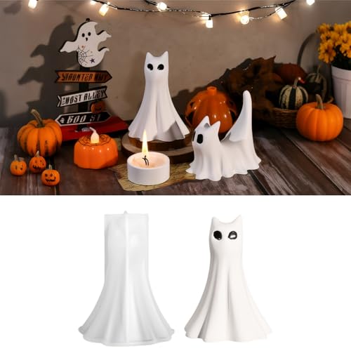 Silikonformen Gießformen Halloween Deko Geist Katzen DIY Halloween Tischdeko Gießformen Silikon 3D Halloweendeko Kazten Geister Giessformen Silikon, für DIY Party Handwerke Deko (B) von Vartegas
