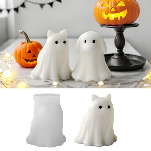 Silikonformen Gießformen Halloween Deko Geist Katzen DIY Halloween Tischdeko Gießformen Silikon 3D Halloweendeko Kazten Geister Giessformen Silikon, für DIY Party Handwerke Deko (C) von Vartegas
