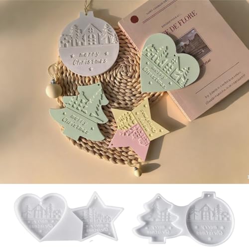 Silikonformen Gießformen Weihnachten, 4er Set Stern Gießformen Silikon Anhänger, Silikonform Weihnachten, DIY Gips zum Gießen Formen, für DIY Weihnachtsanhänger Handwerk (A) von Vartegas