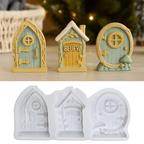 Silikonformen Gießformen Weihnachten, Wichtel Zubehör Silikonform Weihnachten Tür, Gießformen Silikon, Weihnachtsdeko Wichteltür Zubehör Giessformen Silikon, für DIY Weihnachtsdeko (A) von Vartegas
