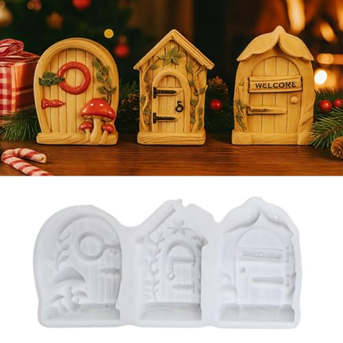 Silikonformen Gießformen Weihnachten, Wichtel Zubehör Silikonform Weihnachten Tür, Gießformen Silikon, Weihnachtsdeko Wichteltür Zubehör Giessformen Silikon, für DIY Weihnachtsdeko (B) von Vartegas