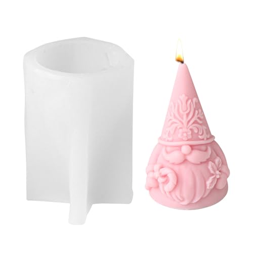 Vartegas 3D Wichtel Kerzen Gießformen 2 Größen Silikonformen für DIY Weihnachtsdeko Geschenke Adventskränze Tischgestaltung (A) von Vartegas