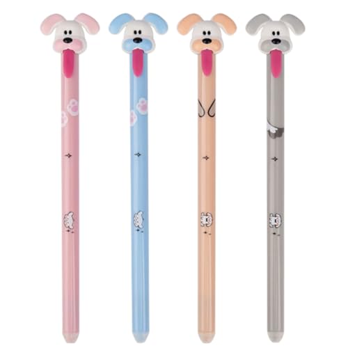 Vartegas 4/6er Set Radierbarer Kugelschreiber, 2025 süße 0.5mm Gelstiften, Radierbarer Stift Blau/Schwarz Tinte, Tier Erasable Pen in Hunde/Bär/Huhn/Kaninchen/Löwe/Koala-Designs (B-Blau) von Vartegas