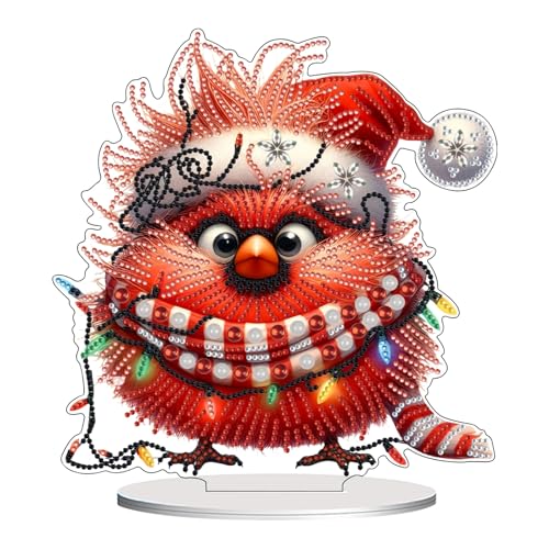 Vartegas Diamond Painting Weihnachten, 5D Diamond Painting Aufsteller Doppelseitig, DIY Weihnachtsdeko Tischdeko, Vogel Diamant Malerei Stehend, ideal Christmas Decorations Geschenk (A) von Vartegas