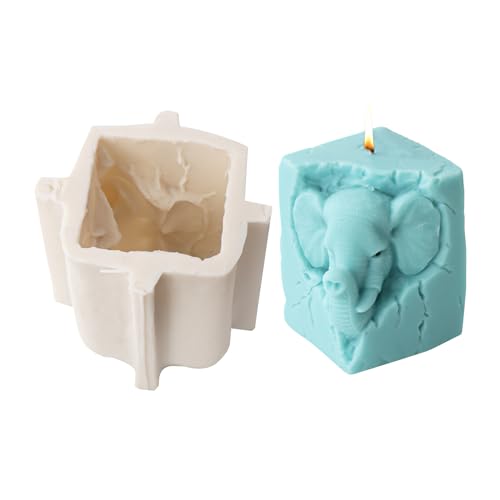 Vartegas Elefant Silikon Kerzenform Tierfiguren 9.5×8.8cm Reusable Candle Mold Silikonformen für Geburtstag Partydekoration Tierkerzen Bastelzubehör Wiederverwendbare Gießform von Vartegas