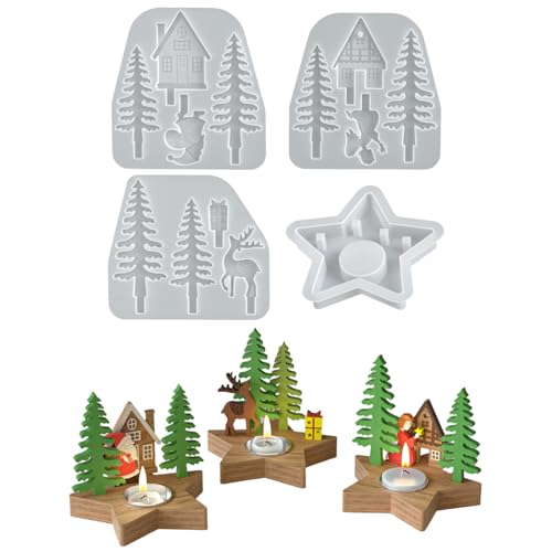 Vartegas Gießformen Silikon Weihnachten Hirsch, 5 Stück Silikonformen Gießformen Weihnachten Elch Giessformen Silikon Gießform Weihnachten für DIY Kerzenhalter Bastelprojekte von Vartegas