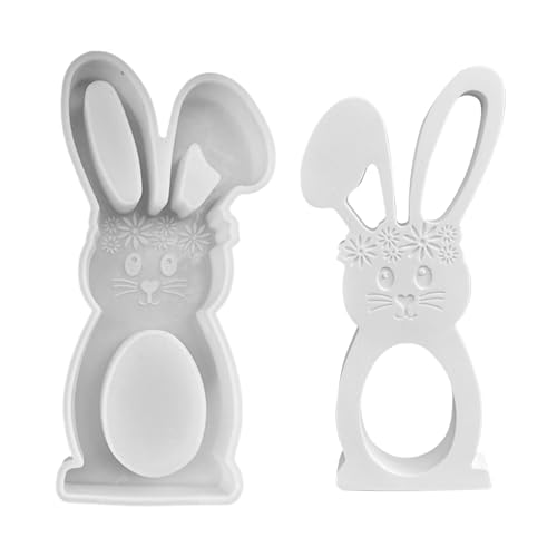 Vartegas Silikon Gießformen Für Hasenfiguren DIY Handwerk Gipsformen Zur Dekoration Hase Figurenformen Für Gips Kerzen Basteln (B) von Vartegas