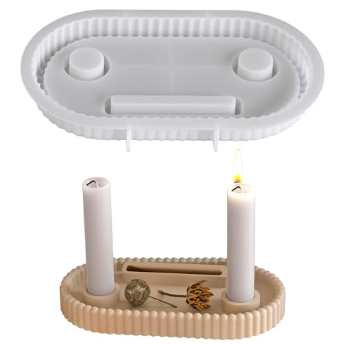 Vartegas Silikonform Kerzenhalter Oval Gießformen Mit Schablonen Für Teelichter Handwerk Professionelle Bastelform Aus Hitzebeständigem Silikon (A) von Vartegas
