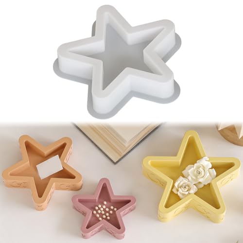 Vartegas Silikonformen Gießformen Weihnachten Stern 3er Set Kerzenformen Gipsformen Zum Gießen Für Handwerk DIY Dekoration Präzise Konturen Flexibles Entfernen (A) von Vartegas