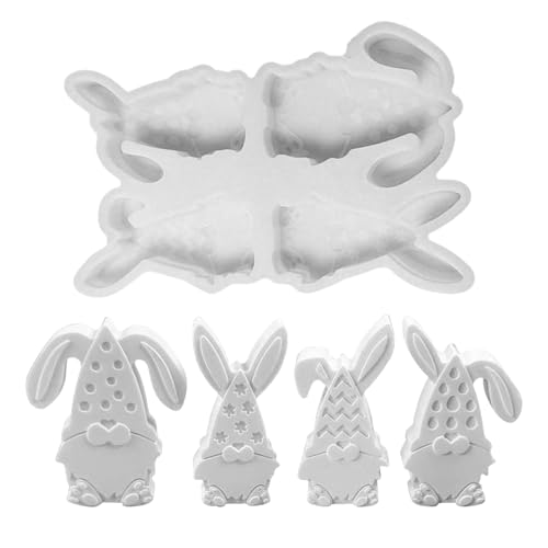 Vartegas Silikonformen Ostern Gnom Gießform Set für Gips Kerzen DIY 4 Größen Flexibel Hitzebeständig Lebensmittelecht (D) von Vartegas