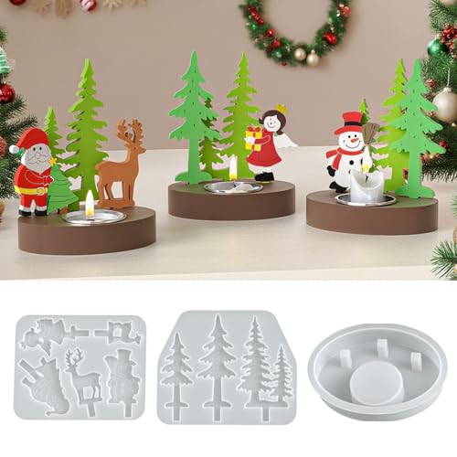 Weihnachten Silikonform Kerzenhalter, Gießformen Silikon Weihnachten, Silikonformen Gießformen, DIY Epoxidharz Gips Gießen Formen, für DIY Weihnachtsdeko Handwerk (A) von Vartegas