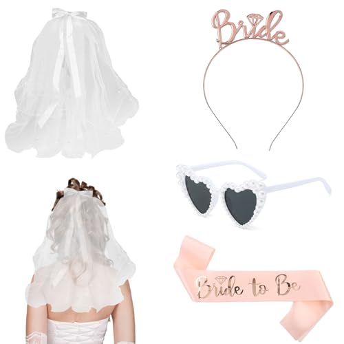 4 Stück Jga Accessoires Frauen Set Bride To Be Schärpe Sonnenbrille Bride To Be Schärpe Und Schleier Junggesellenabschied Frauen Deko Für Bachelorette Party Und Hochzeitsfotografie 4 Stück Jga Accessoires Frauen Set Bride To Be Schärpe Sonnenbrille Bride To Be Schärpe Und Schleier Junggesellenabschied Frauen Deko Für Bachelorette Party Und Hochzeitsfotografie von Vasemele