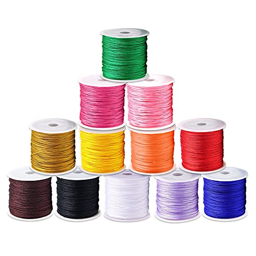 Vasemele 12 Rollen Nylonfaden Schnur 0.8mm x 20m Nylonschnur Nylon Beading String Knotenschnur Nylonband Polyesterfaden Bunte Schnur Perlenschnur für DIY Armbänder Halskette Schmuck Handwerk von Vasemele