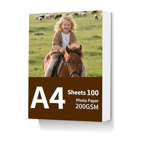 Vasemouh 100 Blatt Fotopapier A4, 200g/m², Hochwertiges Glanzpapier für lebendige und klare Bilder, geeignet für Fotodrucke und kreative Projekte Vasemouh 100 Blatt Fotopapier A4, 200g/m², Hochwertiges Glanzpapier für lebendige und klare Bilder, geeignet für Fotodrucke und kreative Projekte von Vasemouh