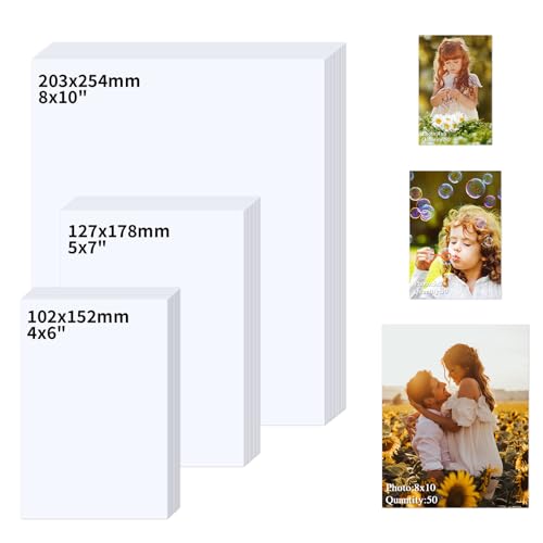 Vasemouh 150 Blatt Fotopapier (3 Größen 10x15/13x18/20x25 cm, je 50 Blatt) 200g/m², Hochwertiges Glanzpapier für lebendige und klare Bilder, geeignet für Fotodrucke und kreative Projekte von Vasemouh
