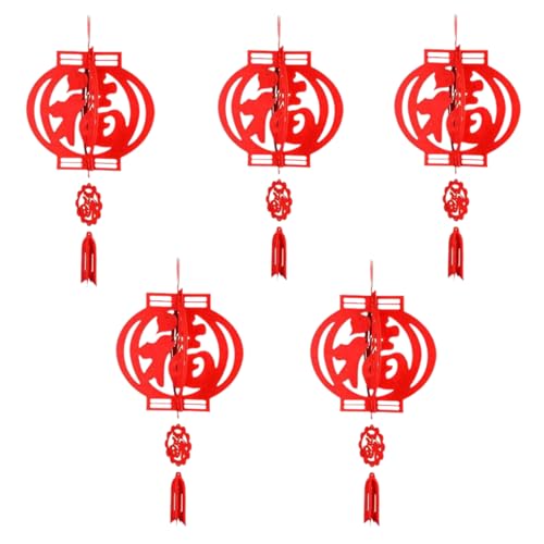 Vastsea 5 Stücks Chinesisches Fu Hängendes Dekor, Chinesische Neujahrslaterne, Beflockte Stofflaternen Hochzeit hängende Laterne Mondneujahrslaternen 3D-Laterne Beflocktes Tuch Rot Vastsea 5 Stücks Chinesisches Fu Hängendes Dekor, Chinesische Neujahrslaterne, Beflockte Stofflaternen Hochzeit hängende Laterne Mondneujahrslaternen 3D-Laterne Beflocktes Tuch Rot von Vastsea