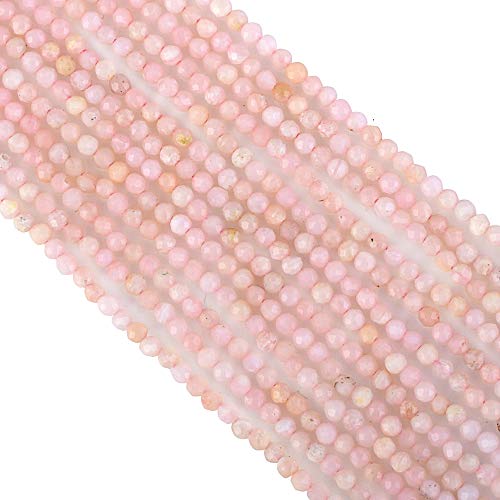 Rosafarbener Opal-Edelstein, kleine Perlen zur Schmuckherstellung, mikrofacettierte rosa Opal-Perlen, peruanischer rosa Opal, rund, facettierte Perlen, 25,4 cm, 1,5 mm Perlen, Opal-Edelsteinperlen von Vatslacreations