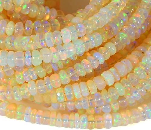 Vatslacreations 4–5 mm natürliche äthiopische Opal-Regenbogen-Feuer-Opal-Rondelle-Perlen – lose Perlen für DIY-Armbänder und Halsketten, Schmuckherstellung Vatslacreations 4–5 mm natürliche äthiopische Opal-Regenbogen-Feuer-Opal-Rondelle-Perlen – lose Perlen für DIY-Armbänder und Halsketten, Schmuckherstellung von Vatslacreations