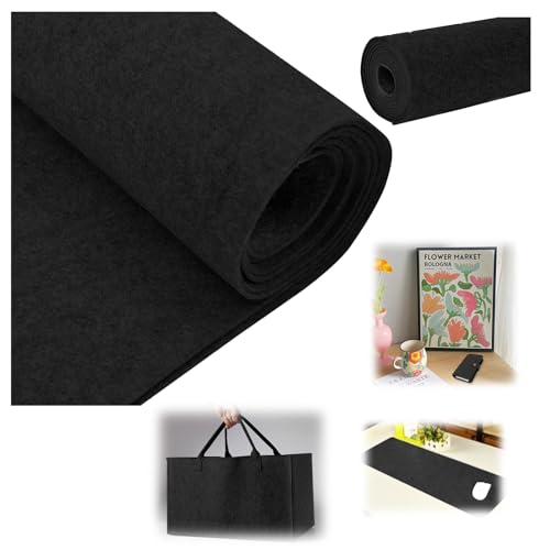 Filz Filzrolle Filzstoff 3mm ×250×40cm Dicke - Nadelfilz Bespannstoff für Möbelschutz, DIY-Deko, Antirutschmatten und Haustierzubehör,Schwarz von Vauki