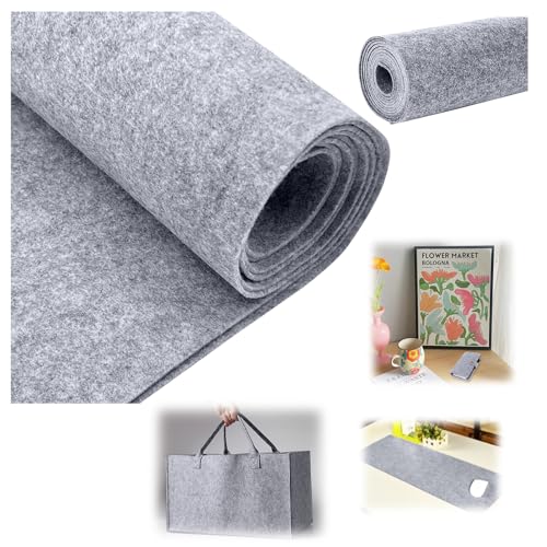 Filzrolle Filzstoff 3mm ×250×40cm Dicke - Nadelfilz Bespannstoff für Möbelschutz, DIY-Deko, Antirutschmatten und Haustierzubehör,Hellgrau von Vauki