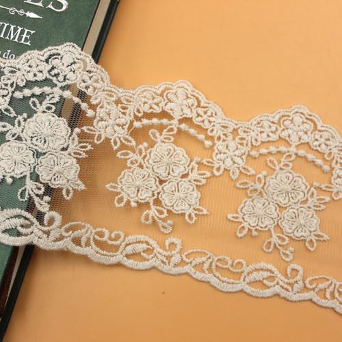 1 Yard Spitzenband Breite 8cm Baumwoll Blumenstickerei Spitzenband Spitzenbesatz Vintage Häkelspitze Spitze Borte für Nähen Handwerk Hochzeit Kleidung Scrapbooking Geschenkbox,Apricot A von Vayliro