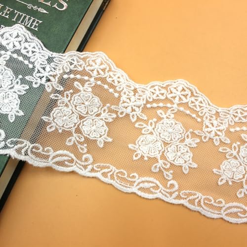 3 Yards Spitzenband Breite 8cm Baumwoll Blumenstickerei Spitzenband Spitzenbesatz Vintage Häkelspitze Spitze Borte für Nähen Handwerk Hochzeit Kleidung Scrapbooking Geschenkbox,Weiß B von Vayliro