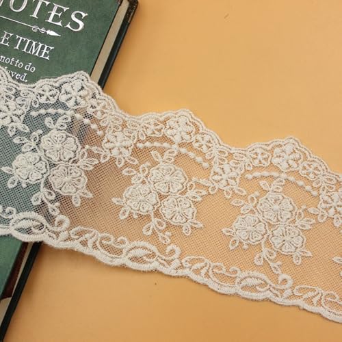 5 Yards Spitzenband Breite 8cm Baumwoll Blumenstickerei Spitzenband Spitzenbesatz Vintage Häkelspitze Spitze Borte für Nähen Handwerk Hochzeit Kleidung Scrapbooking Geschenkbox,Apricot B von Vayliro