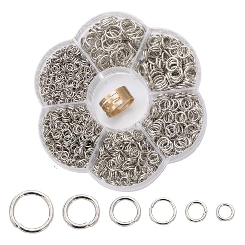 Vbxvsa 1000 Stück Biegeringe Sprungringe Boxed Schmuckverschlüsse Spaltringe Silber Metallring Biegbarer Schmuck Zubehör Verbindungsringe Ösen für Anhänger mit Jump Ring Opener Vbxvsa 1000 Stück Biegeringe Sprungringe Boxed Schmuckverschlüsse Spaltringe Silber Metallring Biegbarer Schmuck Zubehör Verbindungsringe Ösen für Anhänger mit Jump Ring Opener von Vbxvsa