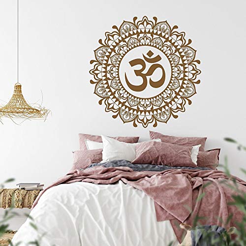 Vcnhln Om Mandala Blume Wandtattoo Meditation Vinyl Wandaufkleber Yoga Dekoration Indische Wohnkultur Aufkleber 57X57cm von Vcnhln