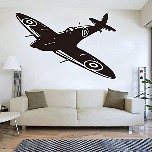 Vcnhln Spitfire Wandtattoo Kinderzimmer British Fighter Aircraft Wandaufkleber Militär Vinyl Schlafzimmer Dekoration 87cmx56cm von Vcnhln