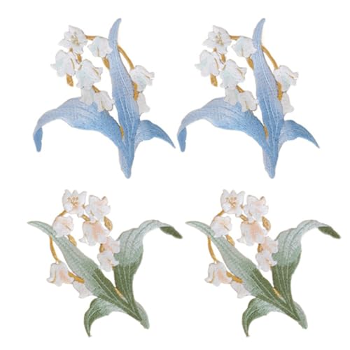 Vctitil 4 Stück bestickte Blumenaufnäher zum Aufnähen oder Aufbügeln, Applikationen für Kleid, Kleidung, Cheongsam, DIY-Dekoration, Kleidungszubehör (2 Farben) von Vctitil