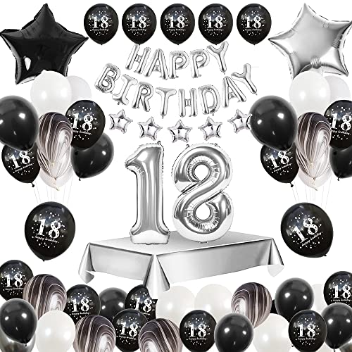 18. Geburtstag Dekoration Schwarz Weiß 18. Geburtstag Deko Luftballon 18. Junge Mädchen Geburtstagdeko 18 Jahr Geburtstagdeko 18 Geburtstag Party Deko von Vcumter