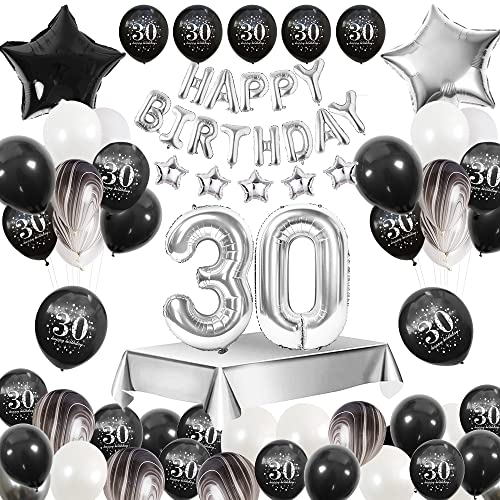 30. Geburtstag Dekoration Schwarz Weiß 30. Geburtstag Deko Luftballon 30. Geburtstagdeko 30 Jahr Geburtstagdeko 30 Geburtstag Mann Frau Geburtstag von Vcumter