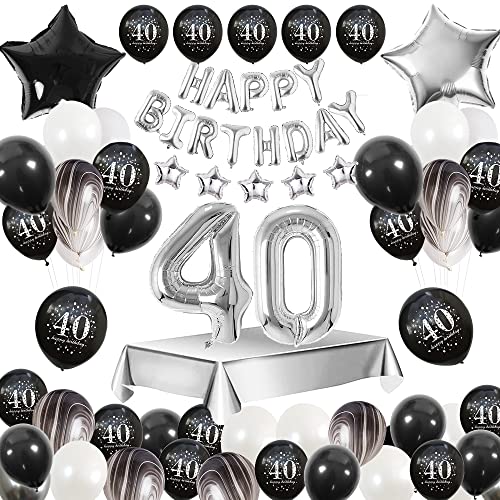 40 Geburtstag Deko Schwarz Weiß 40. Geburtstag Dekoration Luftballon 40. Geburtstag Deko 40 Jahr Geburtstagdeko 40 Geburtstag Mann Frau Geburtstagsdeko 40 Happy Birthday Luftballon Tischdecke Mehrweg von Vcumter